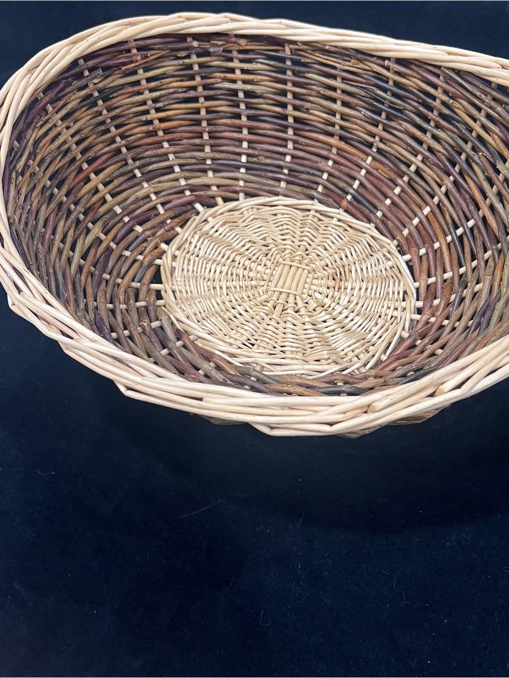 Handwoven Wicker Storage Basket in Natural and Brown Tones